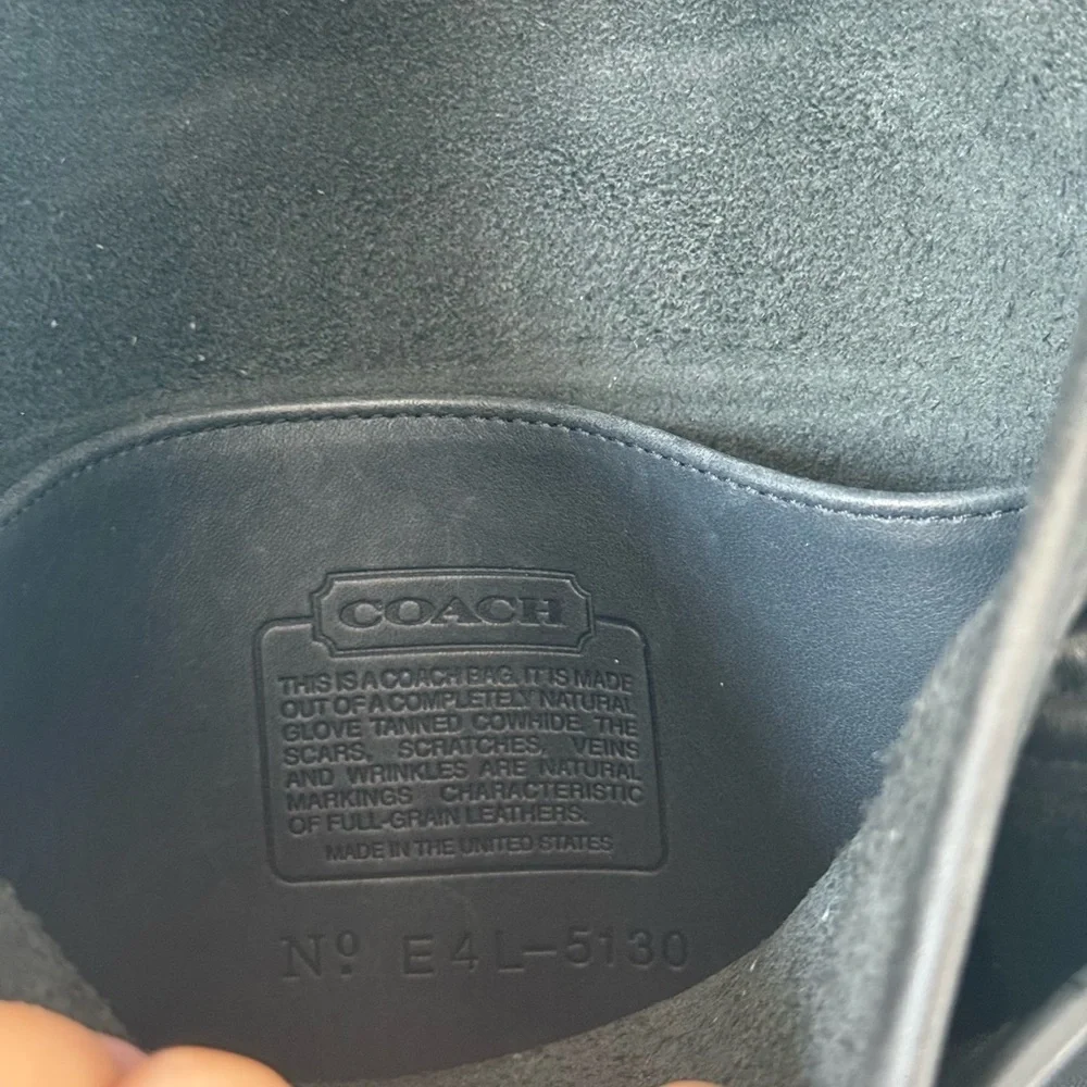 Vintage Coach Black Leather Station Bag Crossbody - Made in USA - 1990’s